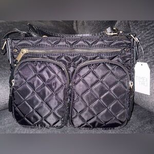 Time and True Double Front Pocket Crossbody Bag